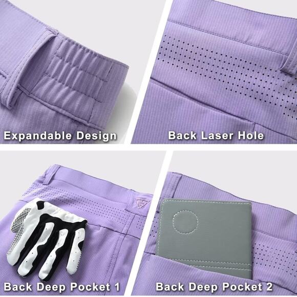 Maelreg Performance Proflex LAVENDER Shorts Golf Sports Stretch SPF 30+ NWT 30 - Picture 5 of 9